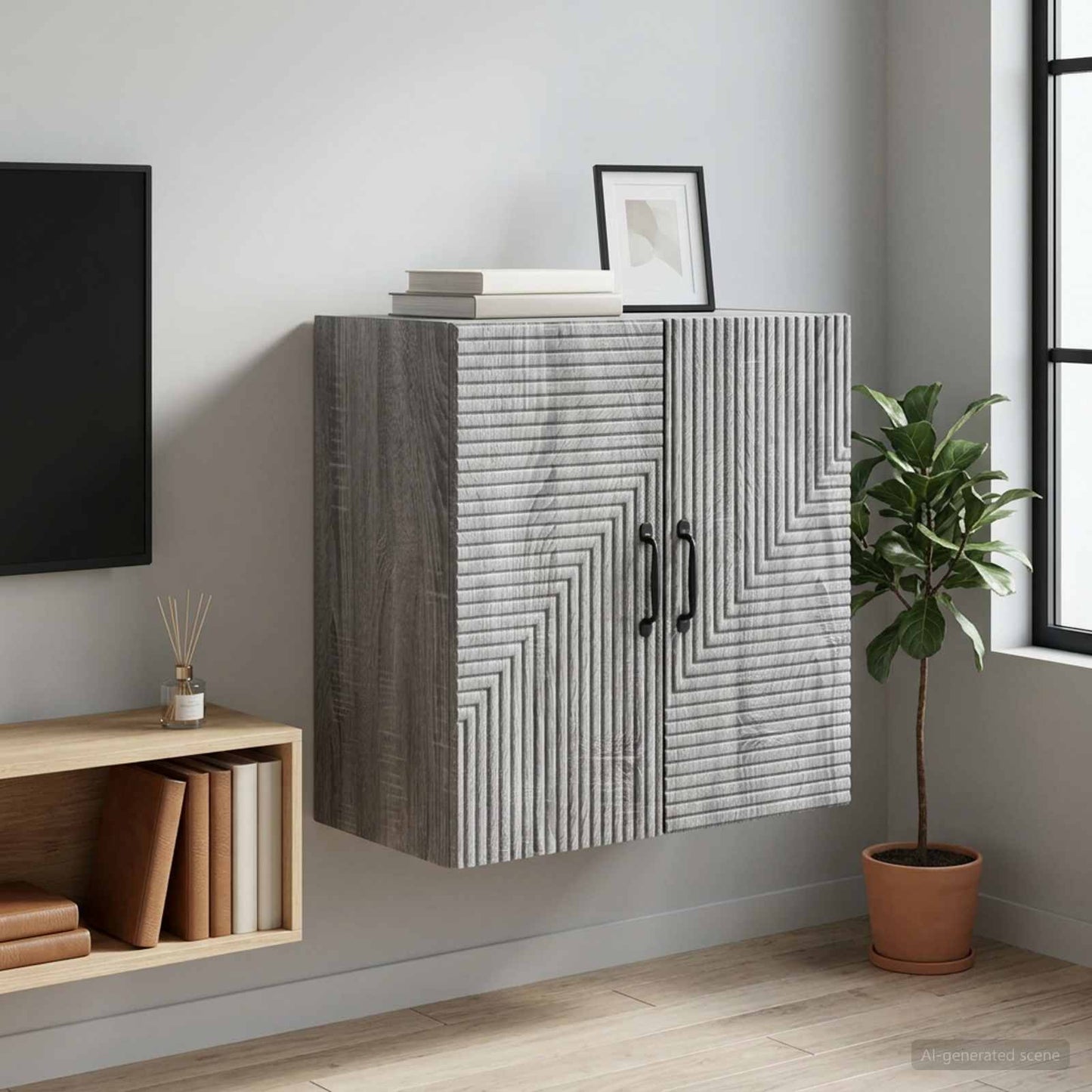 Mobiletto a muro Sonoma grigio 59 x 31 x 60 cm