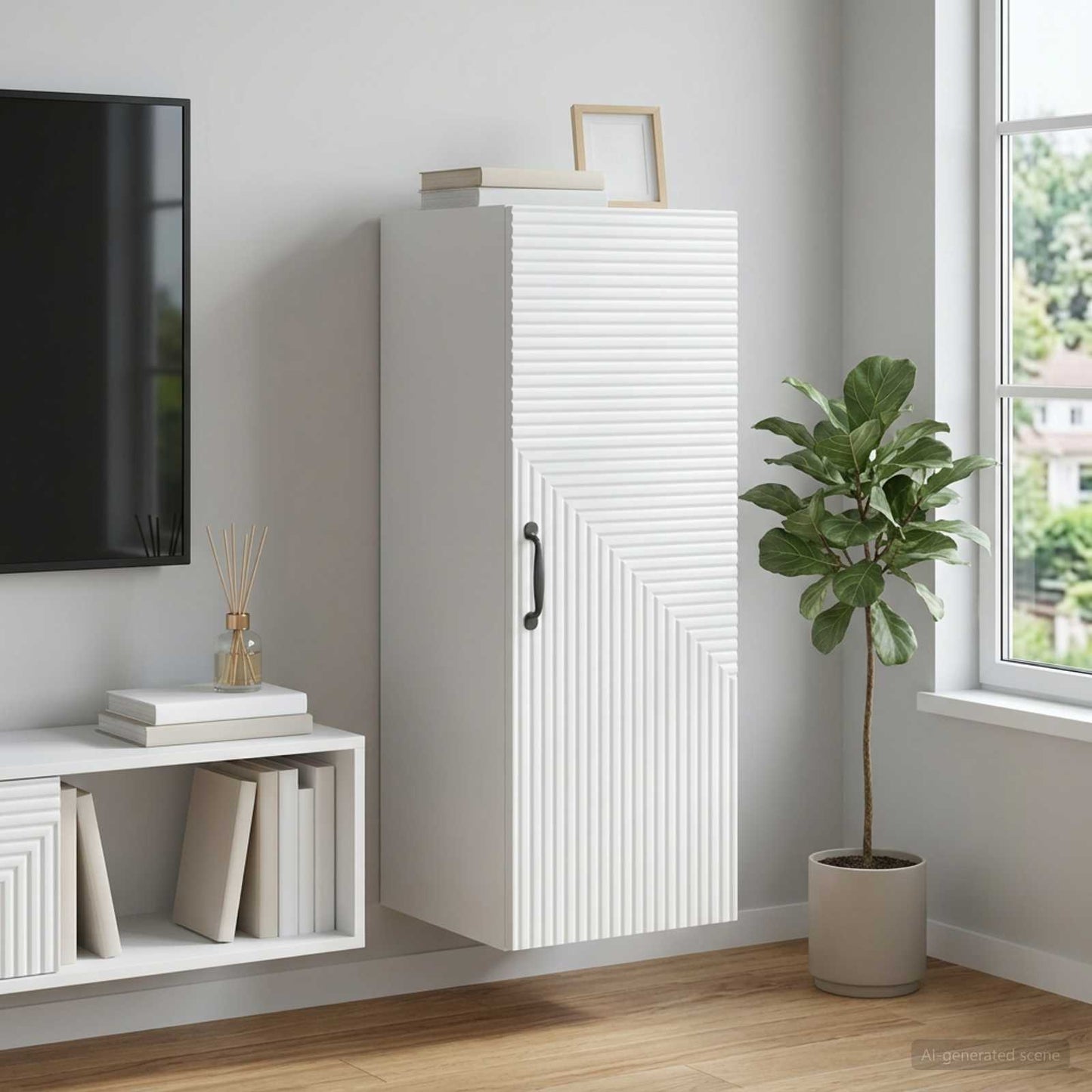 Mobiletto a muro Bianco 33 x 34,5 x 90 cm Legno ingegnerizzato | homemem39