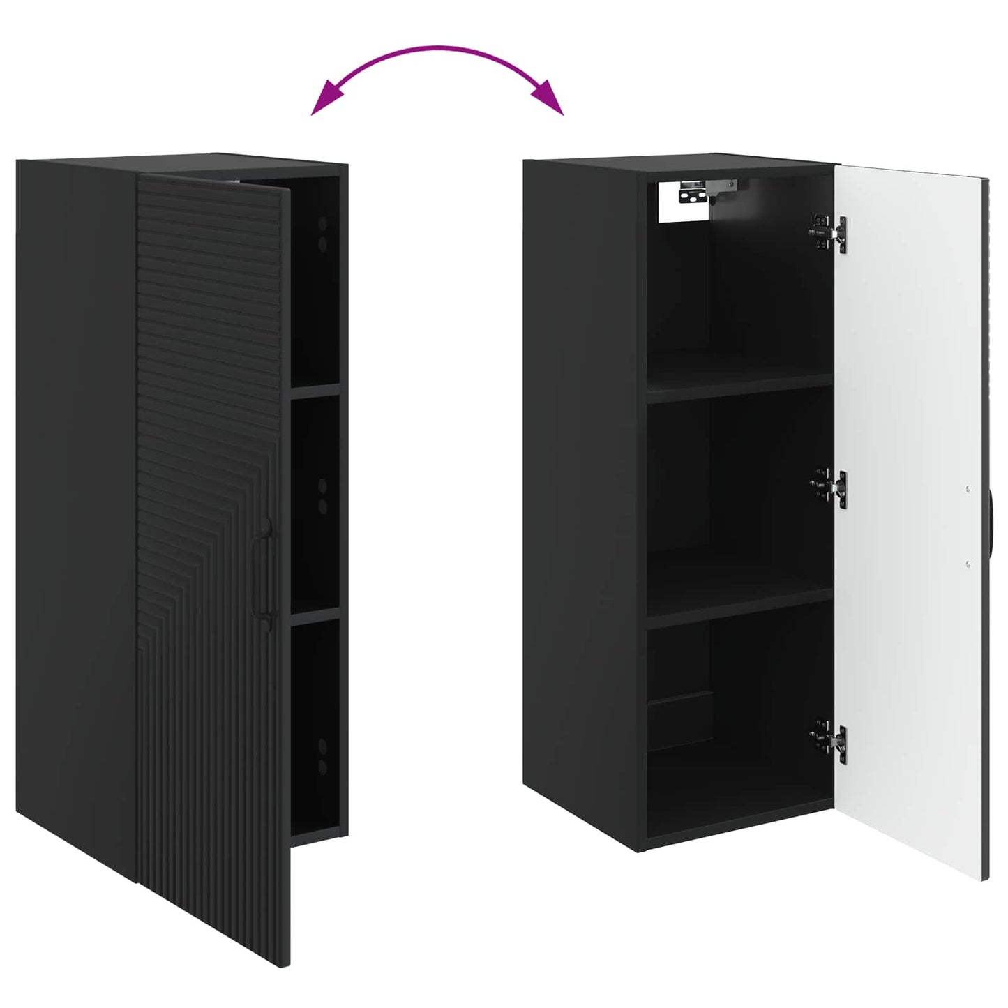 Mobiletto a muro Nero 33 x 34,5 x 90 cm Legno ingegnerizzato | homemem39