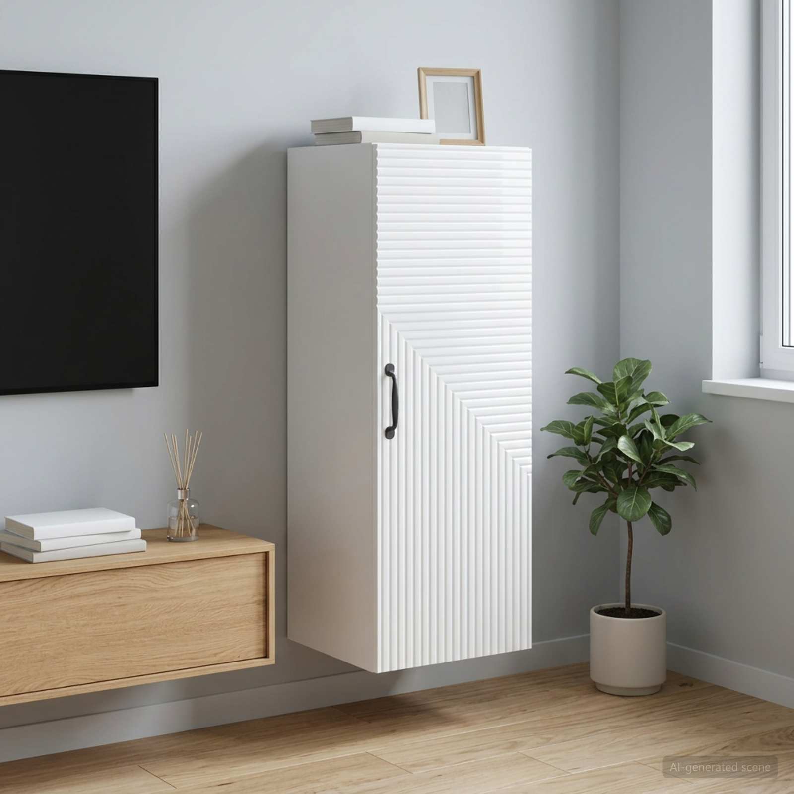 Mobiletto a muro Bianco Lucido 33 x 34,5 x 90 cm | homemem39