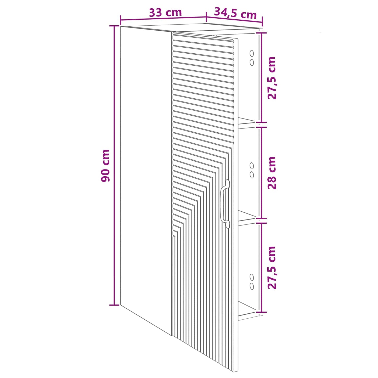 Mobiletto a muro 33 x 34,5 x 90 cm Legno ingegnerizzato | homemem39