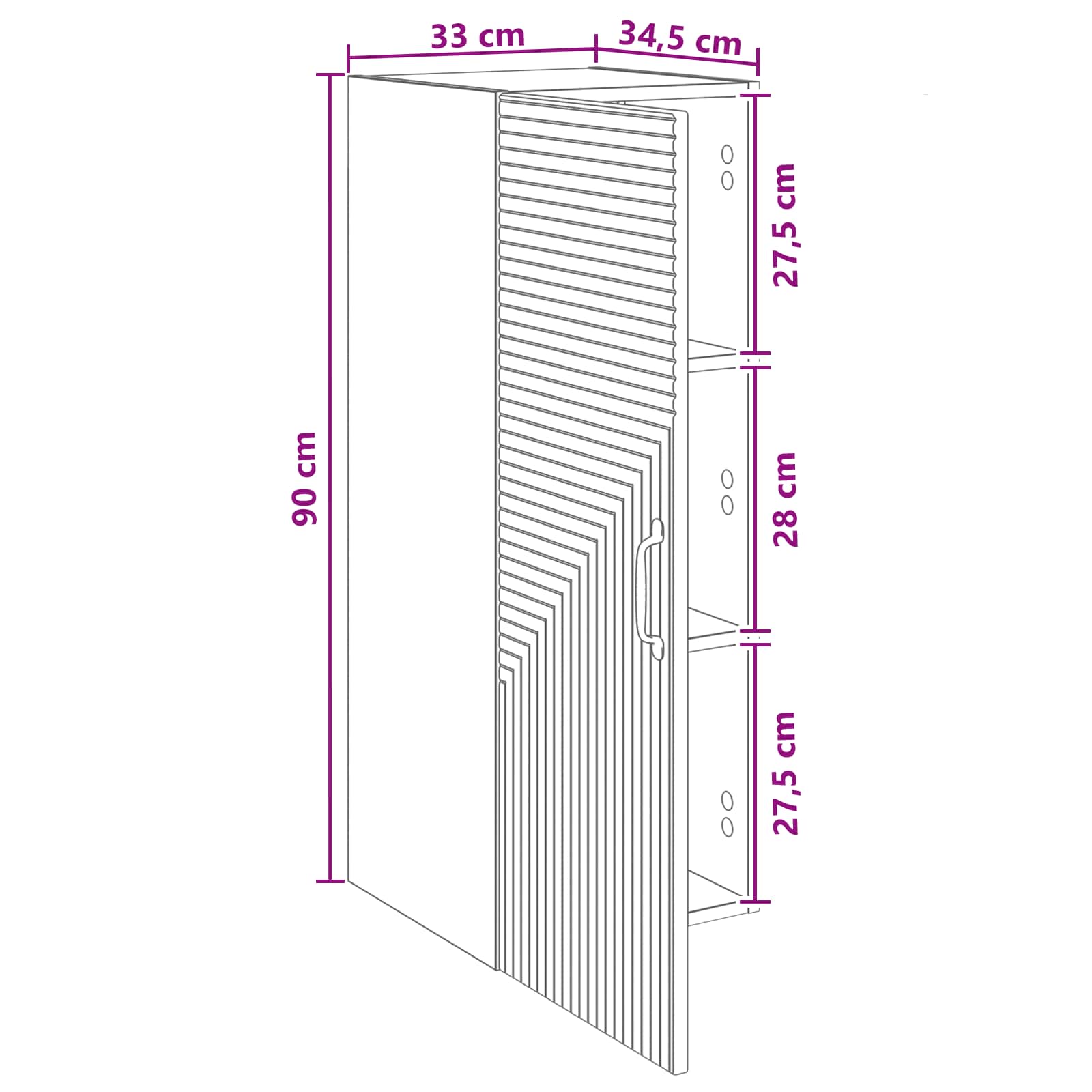 Mobiletto a muro 33 x 34,5 x 90 cm Legno ingegnerizzato | homemem39