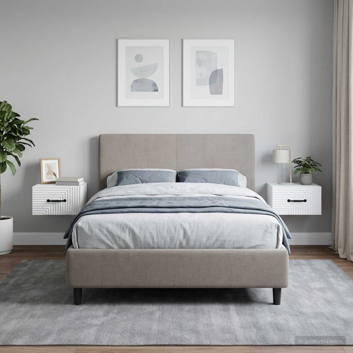 Mobiletto da notte a muro 2 pz Bianco 34,5 x 33 x 20 cm