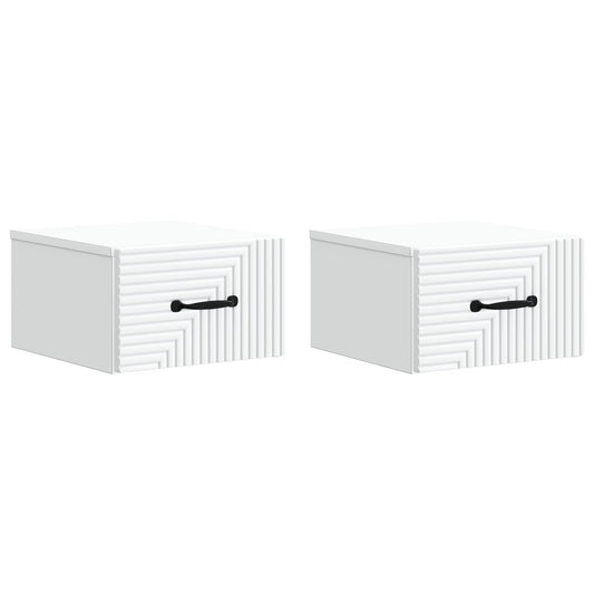 Mobiletto da notte a muro 2 pcs Bianco 34,5 x 33 x 20 cm