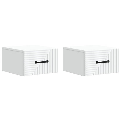 Mobiletto da notte a muro 2 pz Bianco 34,5 x 33 x 20 cm