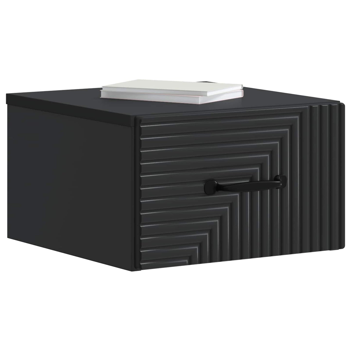 Mobiletto da notte a muro con cassetto Nero 34,5 x 33 x 20 cm | homemem39