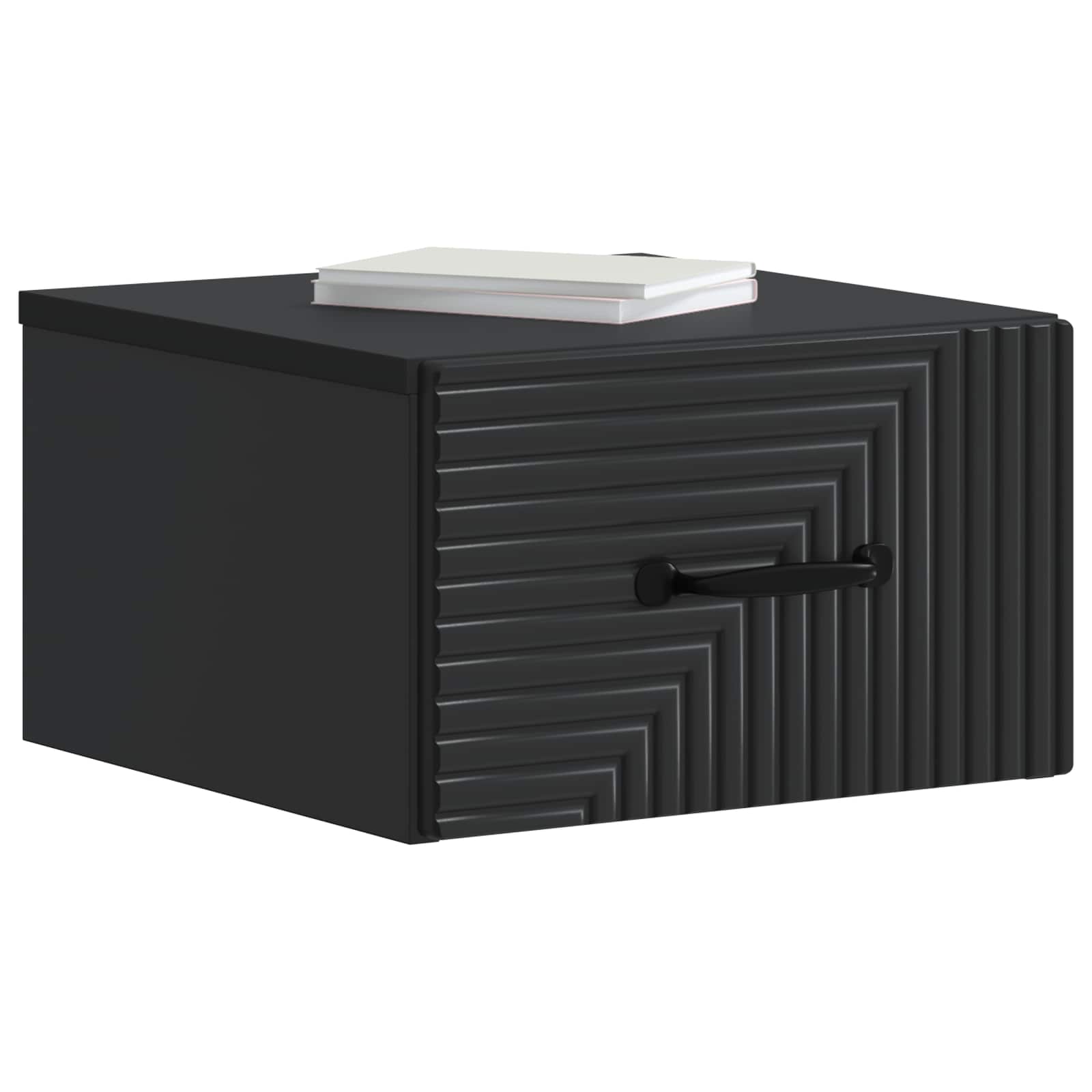 Mobiletto da notte a muro con cassetto Nero 34,5 x 33 x 20 cm | homemem39