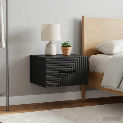 Mobiletto da notte a muro 2 pz Nero 34,5 x 33 x 20 cm