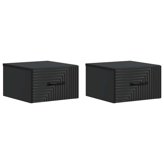 Mobiletto da notte a muro 2 pcs Nero 34,5 x 33 x 20 cm | homemem39
