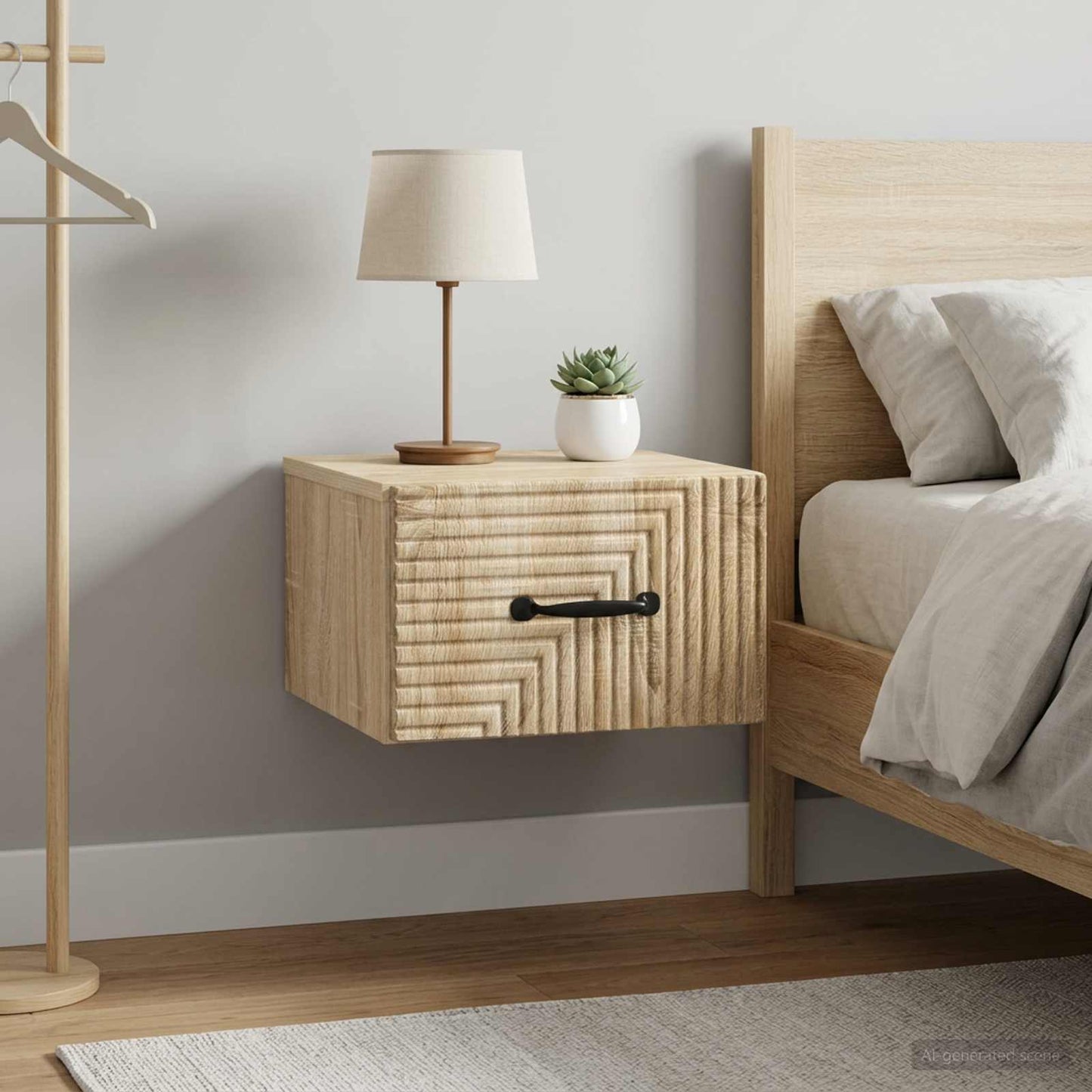 Mobiletto da notte a muro 2 pz Rovere Sonoma 34,5 x 33 x 20 cm