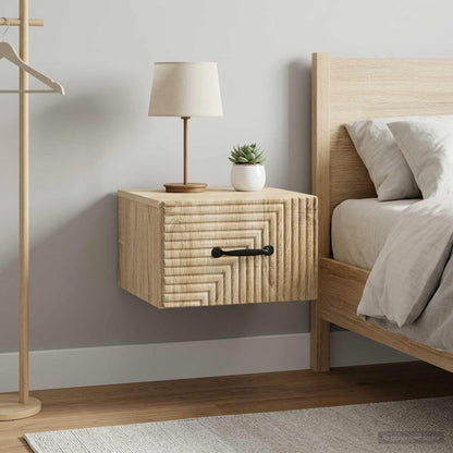Mobiletto da notte a muro 2 pz Rovere Sonoma 34,5 x 33 x 20 cm