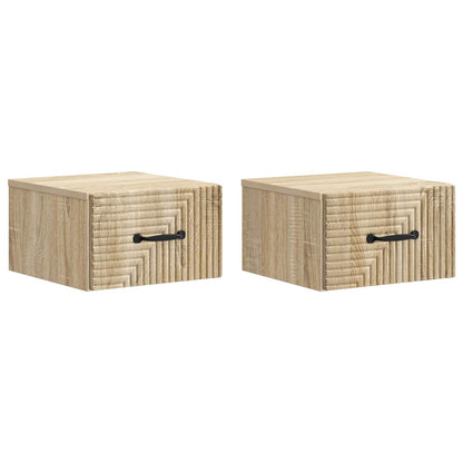 Mobiletto da notte a muro 2 pz Rovere Sonoma 34,5 x 33 x 20 cm