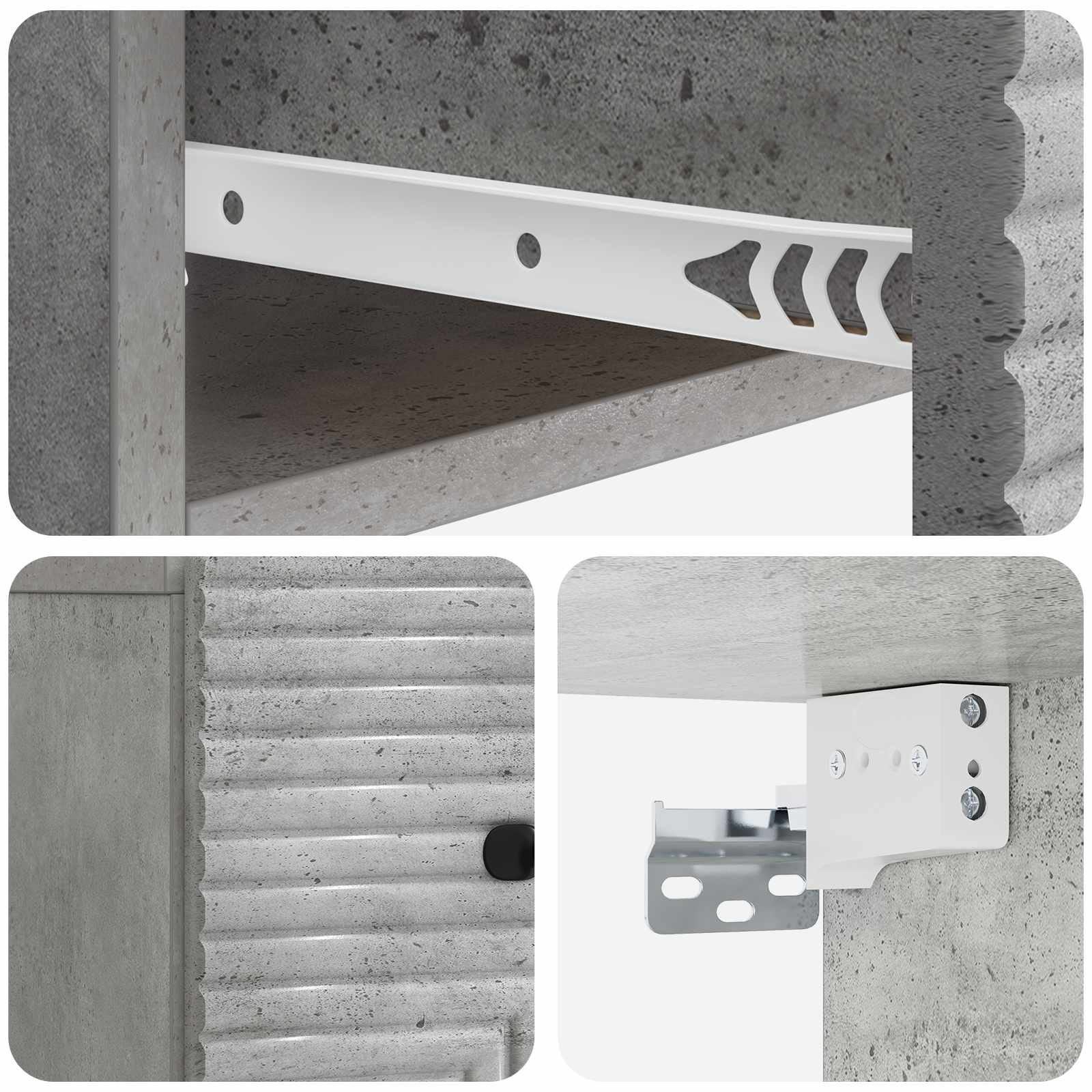 Mobiletto da notte a muro Grigio Cemento 34,5 x 33 x 20 cm | homemem39