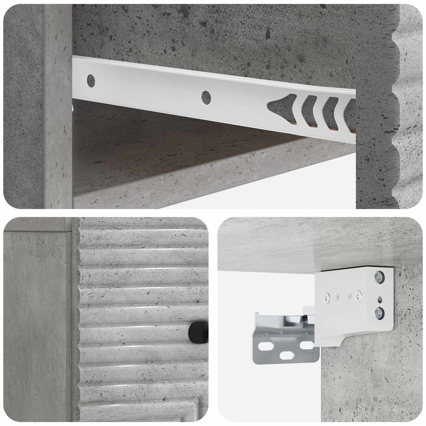Mobiletto da notte a muro con cassetto 2 pcs Grigio Cemento | homemem39