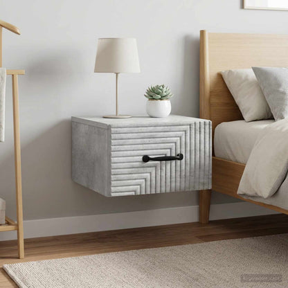 Mobiletto da notte a muro 2 pz Grigio Cemento 34,5 x 33 x 20 cm