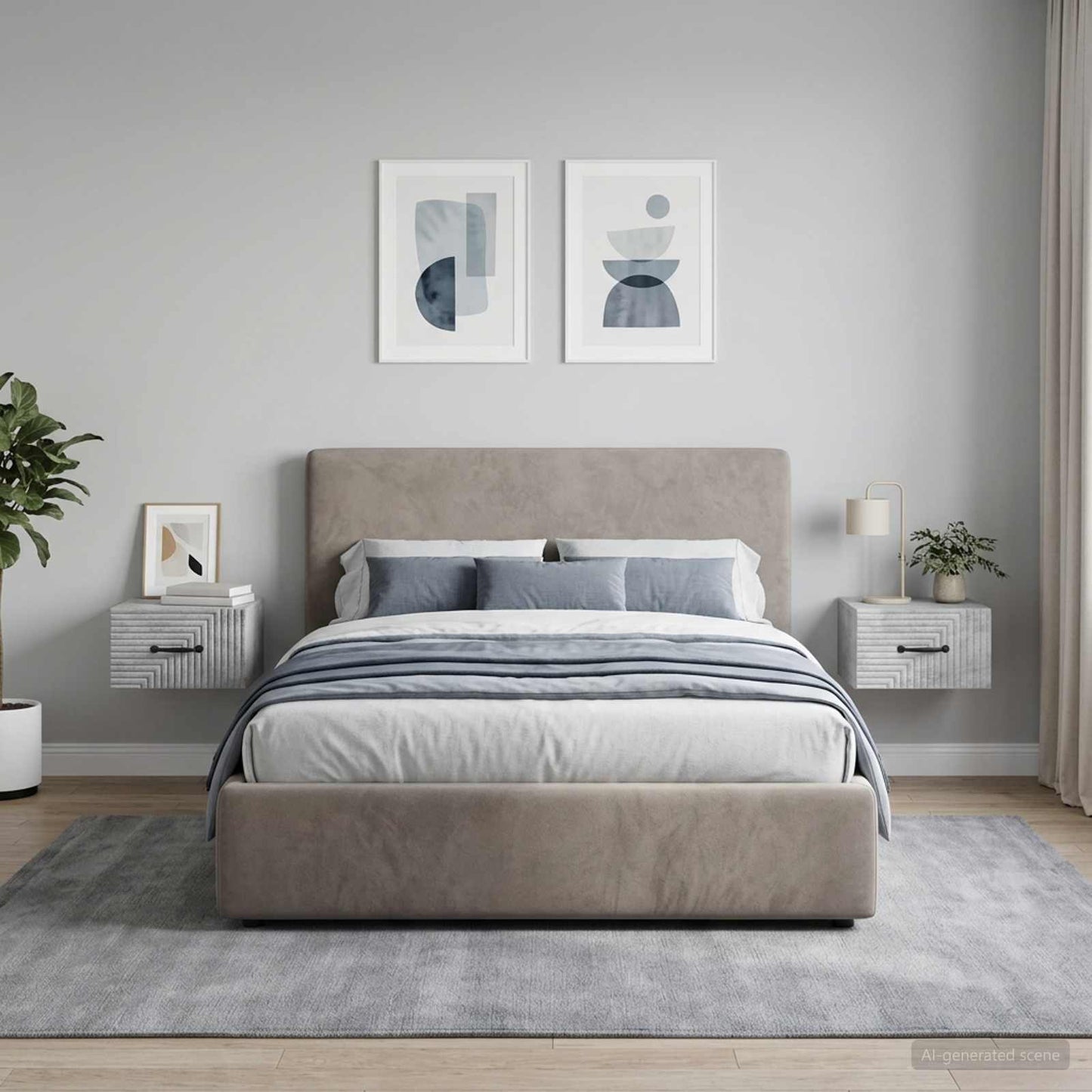 Mobiletto da notte a muro 2 pz Grigio Cemento 34,5 x 33 x 20 cm