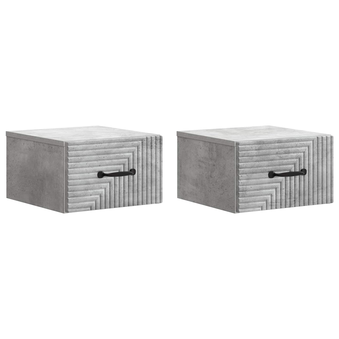 Mobiletto da notte a muro 2 pz Grigio Cemento 34,5 x 33 x 20 cm