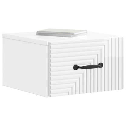 Mobiletto da notte a muro Bianco Lucido 34,5 x 33 x 20 cm | homemem39