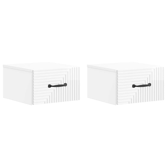 Mobiletto da notte a muro 2 pcs Bianco Lucido 34,5 x 33 x 20 cm | homemem39