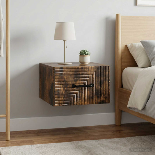 Mobiletto da notte a muro 2 pcs Rovere Fumo 34,5 x 33 x 20 cm
