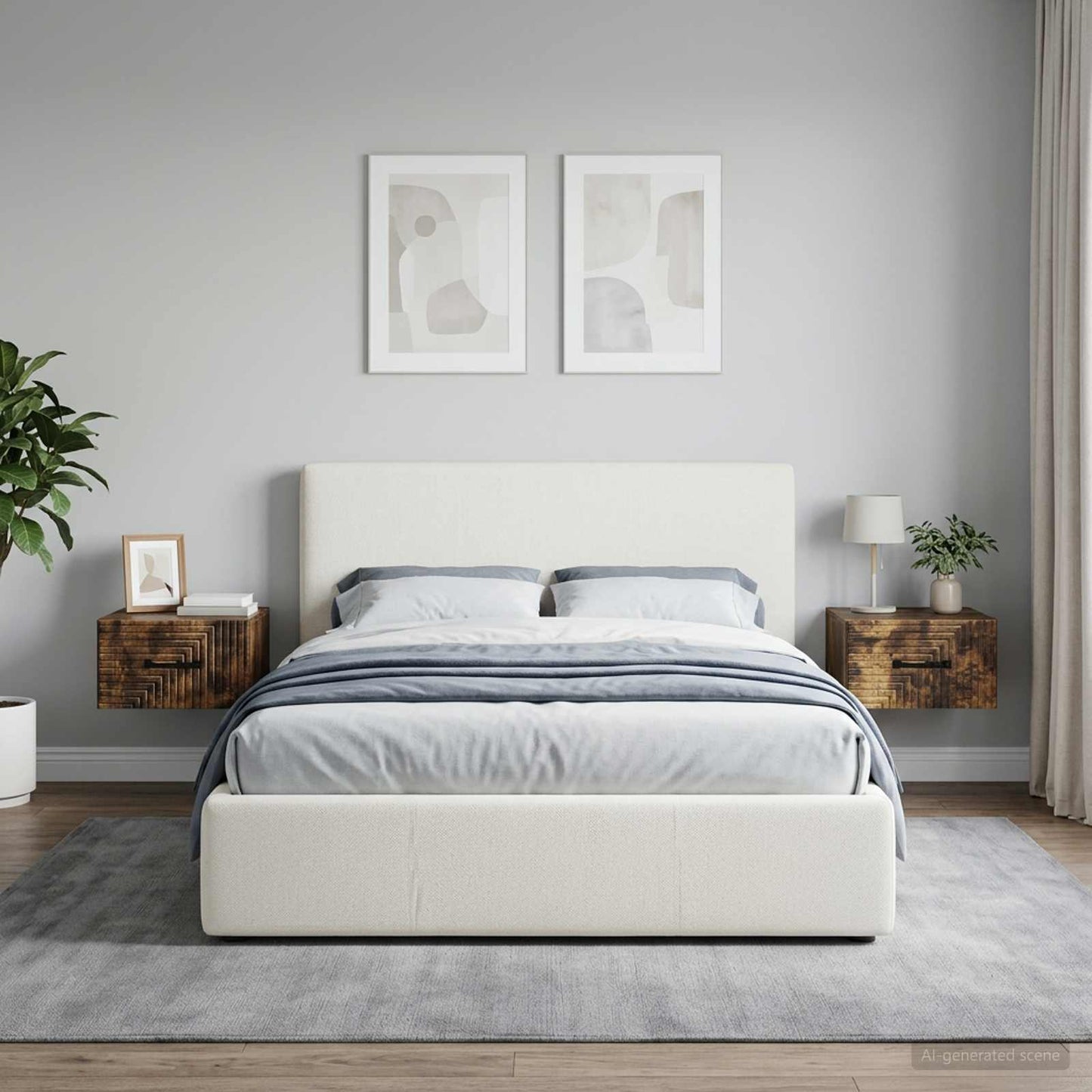 Mobiletto da notte a muro 2 pz Rovere Fumo 34,5 x 33 x 20 cm
