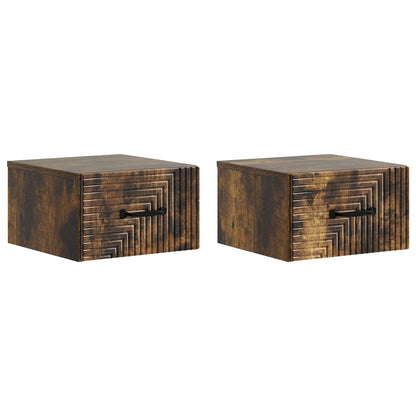 Mobiletto da notte a muro 2 pcs Rovere Fumo 34,5 x 33 x 20 cm | homemem39