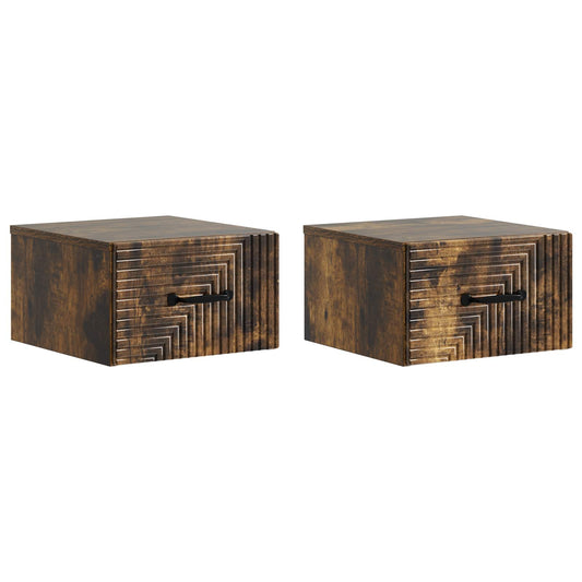 Mobiletto da notte a muro 2 pcs Rovere Fumo 34,5 x 33 x 20 cm | homemem39
