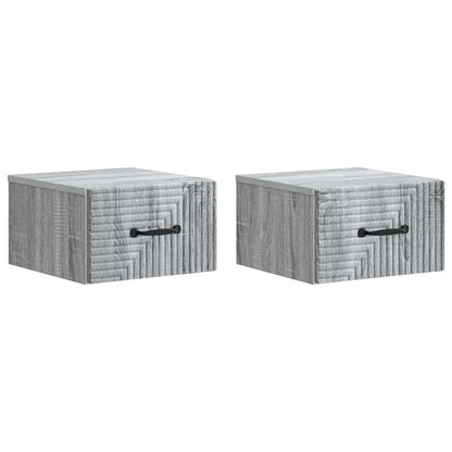 Mobiletto da notte a muro 2 pz Grigio Sonoma 34,5 x 33 x 20 cm