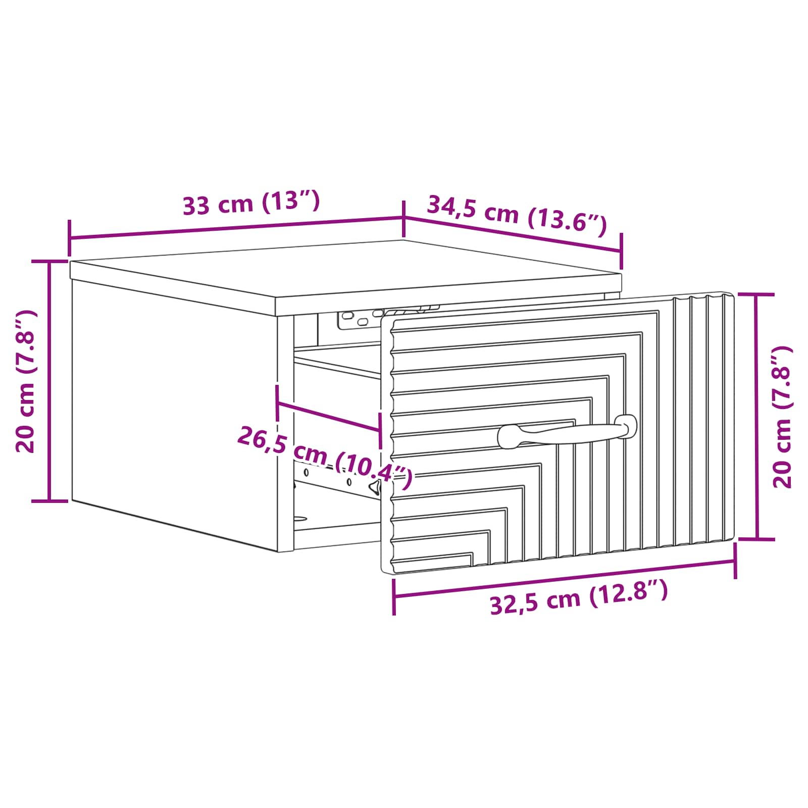 Mobiletto da notte a muro 2 pcs Grigio Sonoma 34,5 x 33 x 20 cm | homemem39