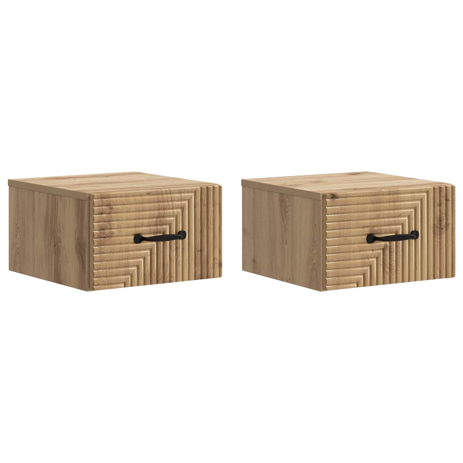 Mobiletto da notte a muro 2 pz Rovere Artigianale | homemem39