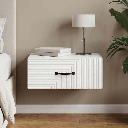 Mobiletto da notte a muro con cassetto Bianco 49 x 34,5 x 20 cm | homemem39