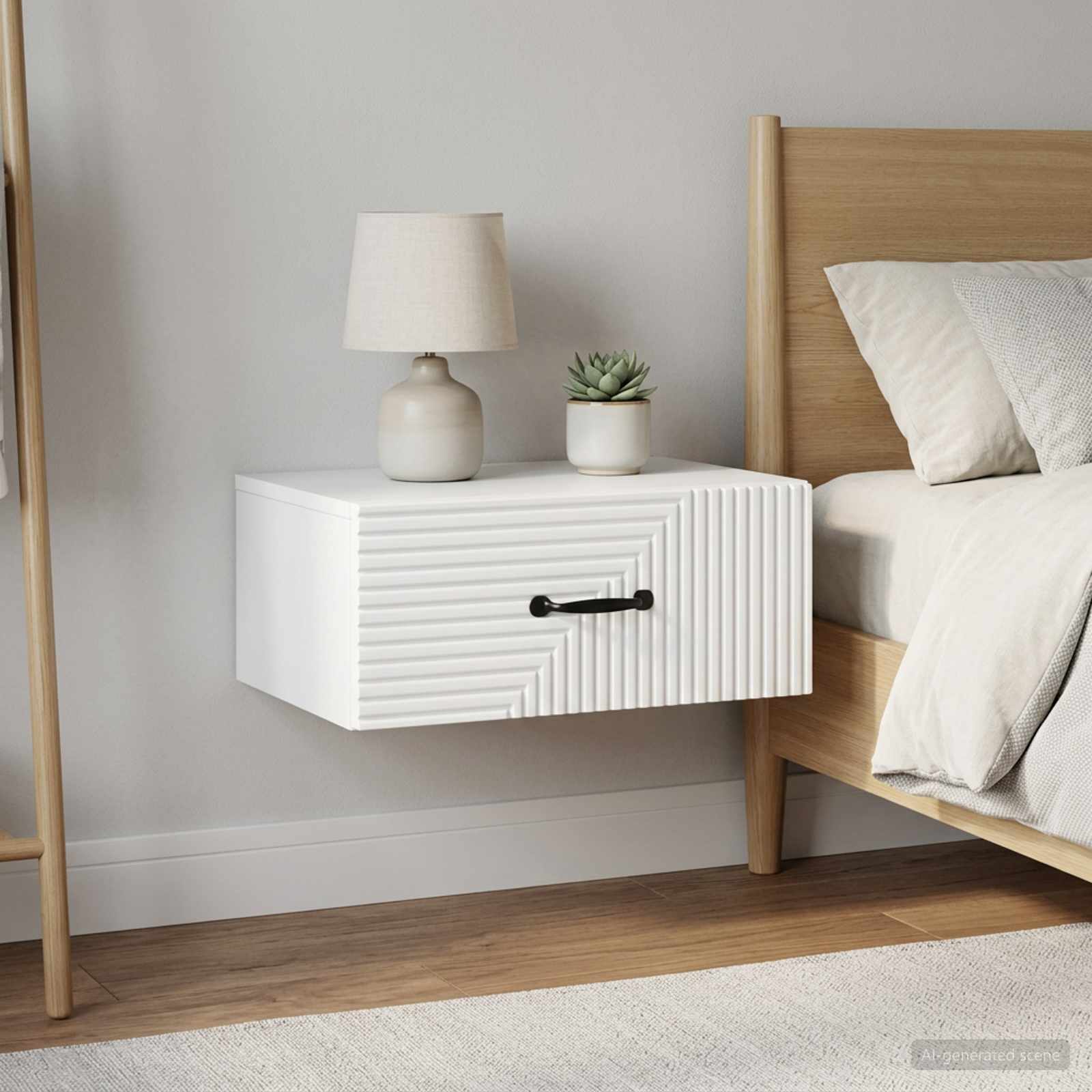 Mobiletto da notte a muro 2 pcs Bianco 49 x 34,5 x 20 cm | homemem39