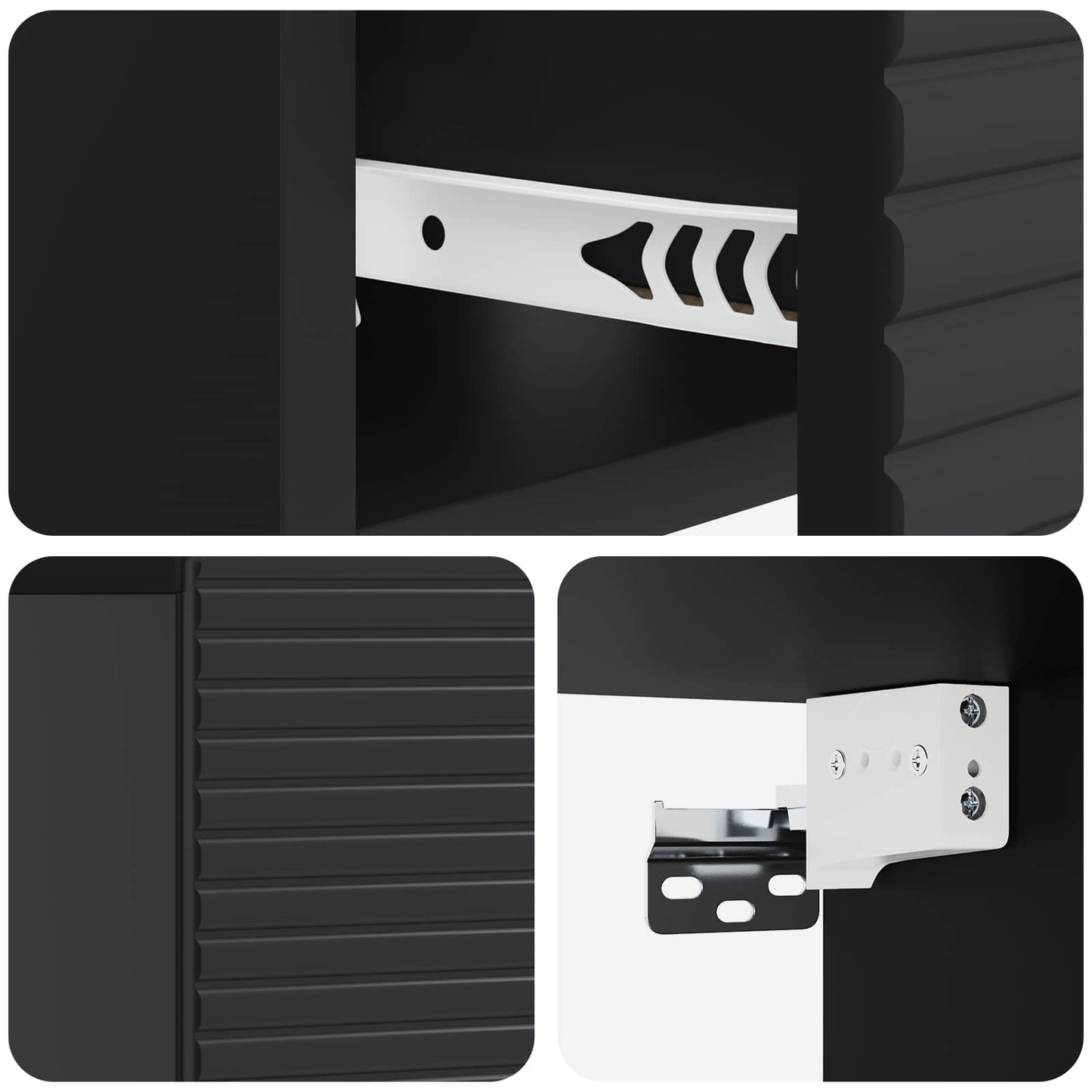 Mobiletto da notte a muro con cassetto Nero 49 x 34,5 x 20 cm | homemem39