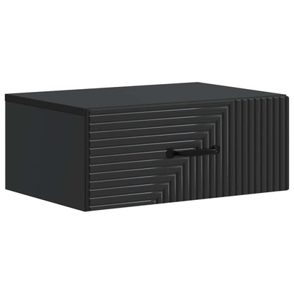 Mobiletto da notte a muro con cassetto Nero 49 x 34,5 x 20 cm | homemem39