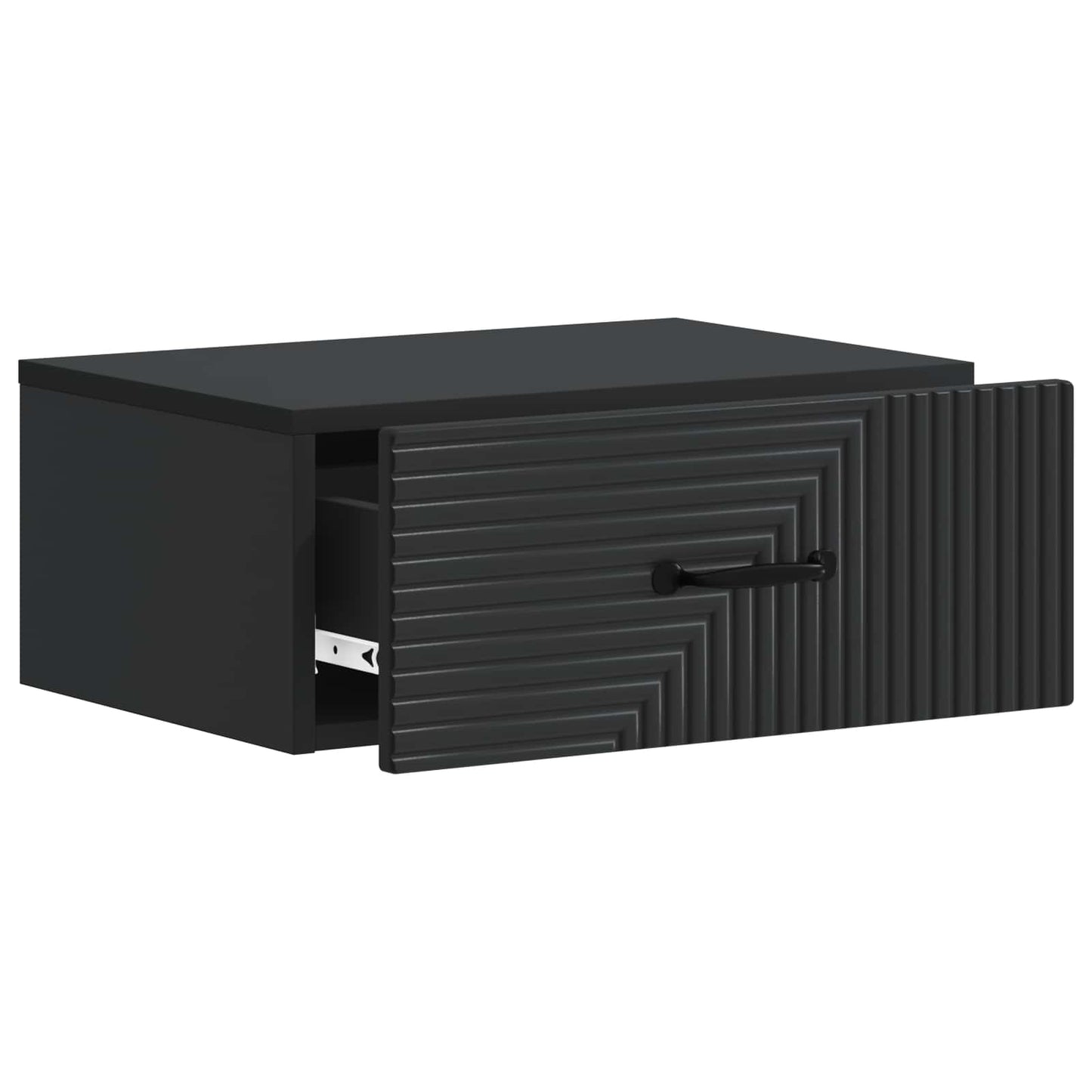 Mobiletto da notte a muro con cassetto Nero 49 x 34,5 x 20 cm | homemem39