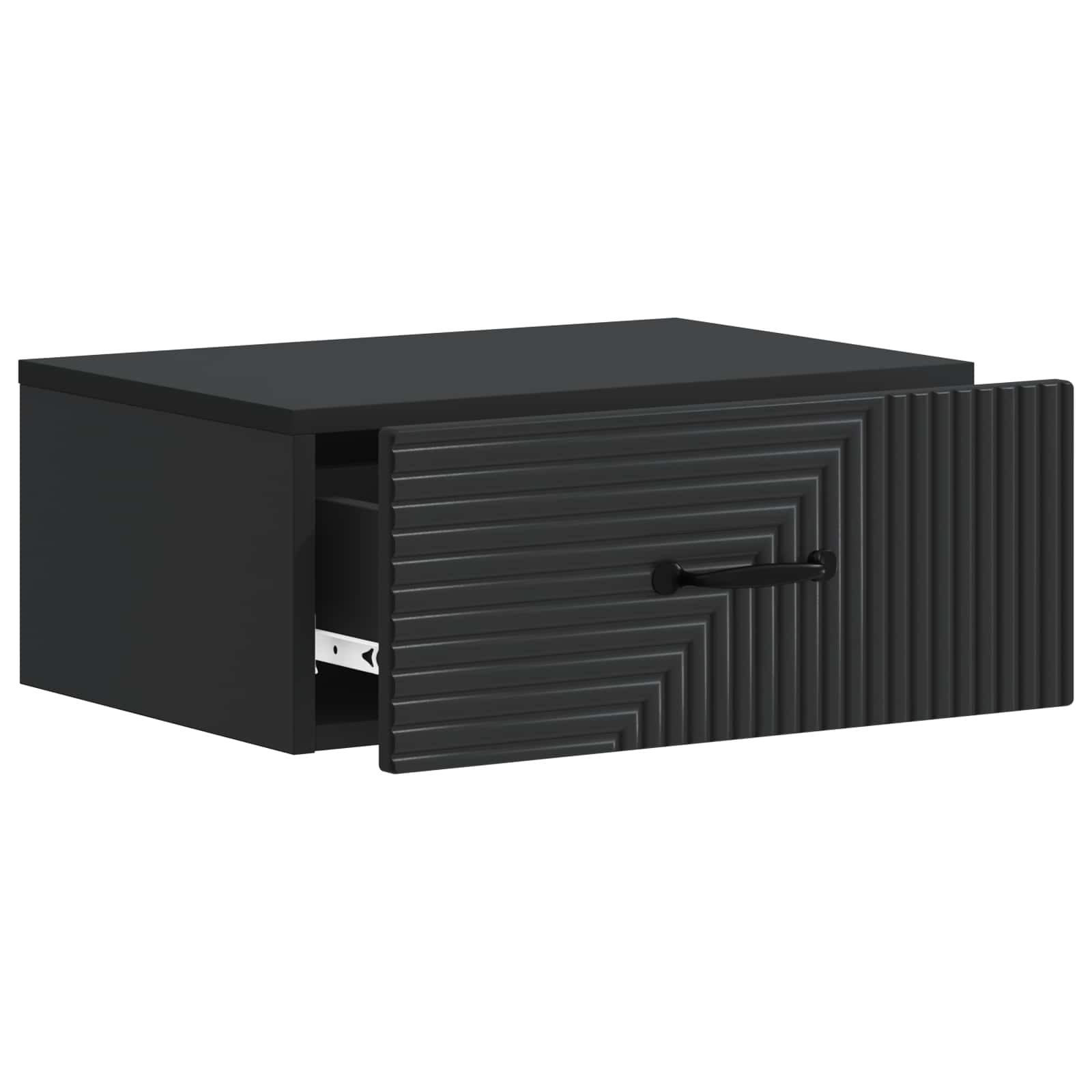 Mobiletto da notte a muro con cassetto Nero 49 x 34,5 x 20 cm | homemem39