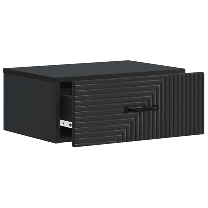 Mobiletto da notte a muro con cassetto Nero 49 x 34,5 x 20 cm | homemem39