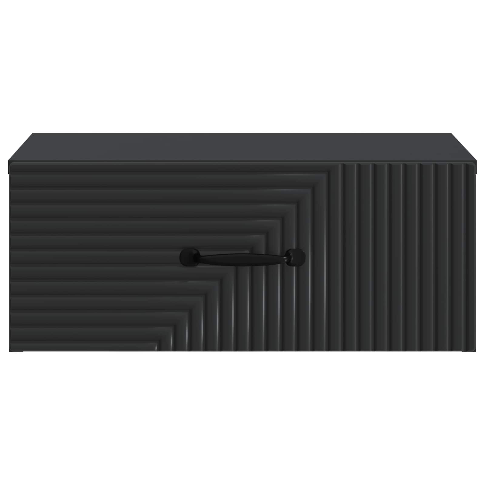 Mobiletto da notte a muro con cassetto Nero 49 x 34,5 x 20 cm | homemem39