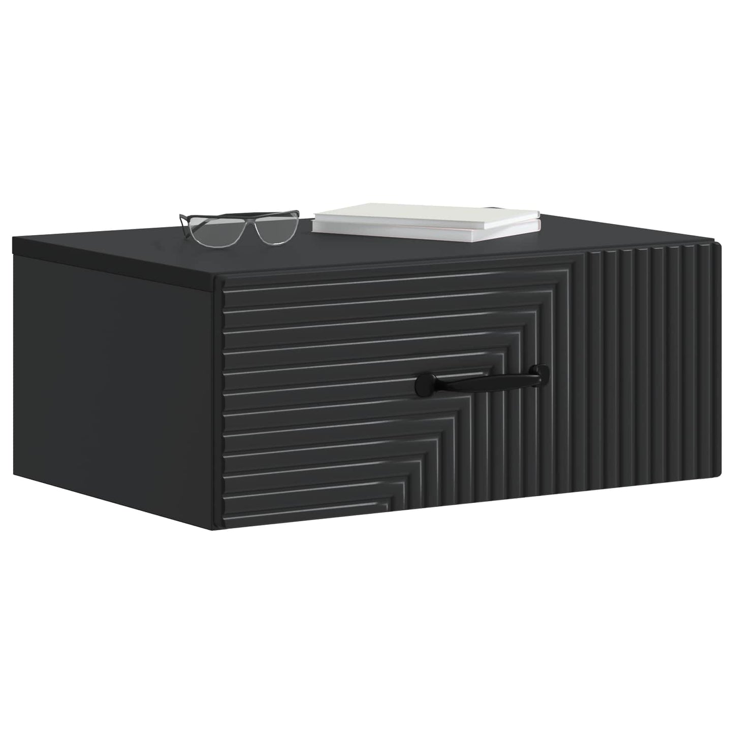 Mobiletto da notte a muro con cassetto Nero 49 x 34,5 x 20 cm | homemem39