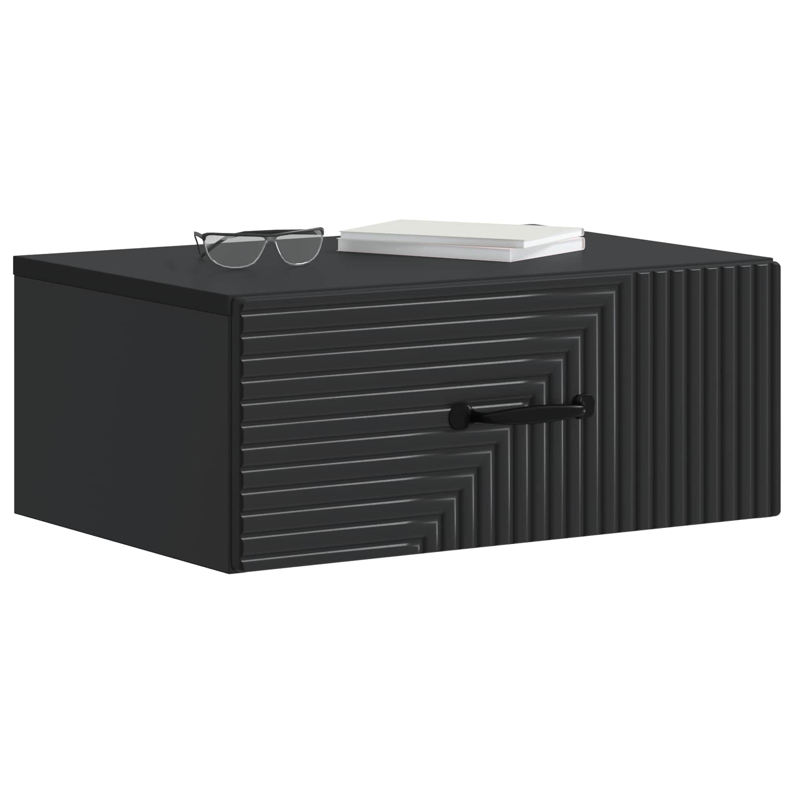 Mobiletto da notte a muro con cassetto Nero 49 x 34,5 x 20 cm | homemem39