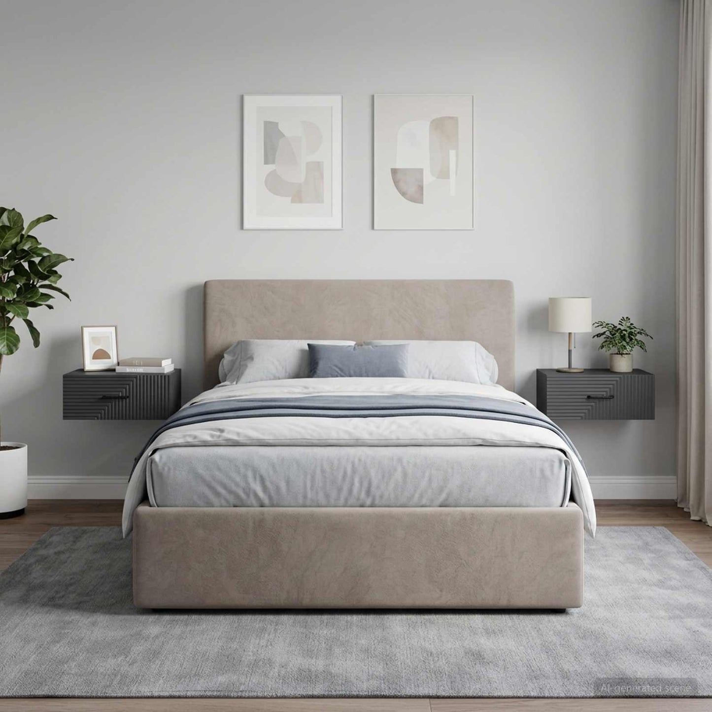 Mobiletto da notte a muro 2 pcs Nero 49 x 34,5 x 20 cm | homemem39