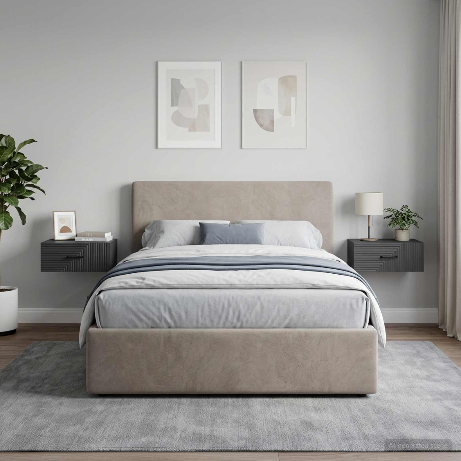 Mobiletto da notte a muro 2 pcs Nero 49 x 34,5 x 20 cm | homemem39