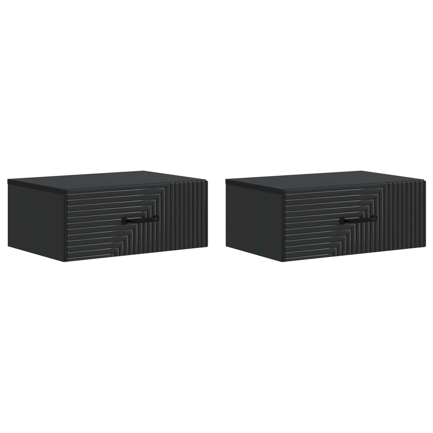 Mobiletto da notte a muro 2 pcs Nero 49 x 34,5 x 20 cm | homemem39