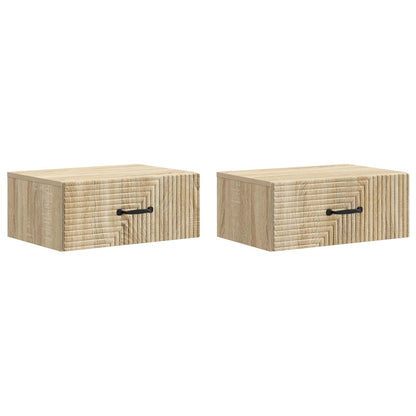 Mobiletto da notte a muro 2 pz Rovere Sonoma 49 x 34,5 x 20 cm