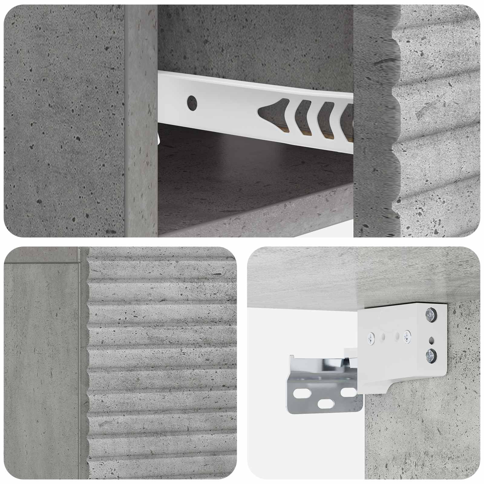 Mobiletto da notte a muro Grigio Cemento 49 x 34,5 x 20 cm | homemem39