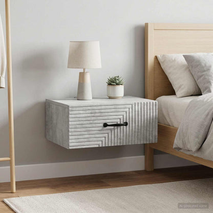 Mobiletto da notte a muro con cassetto 2 pcs Grigio Cemento