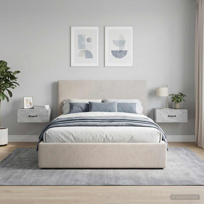Mobiletto da notte a muro con cassetto 2 pcs Grigio Cemento | homemem39