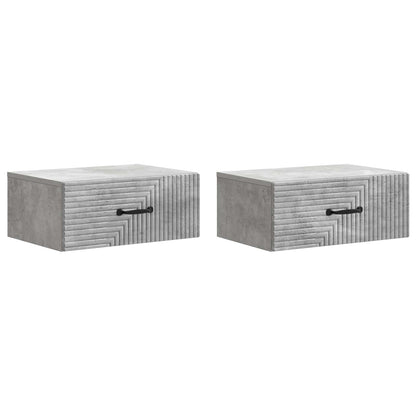 Mobiletto da notte a muro con cassetto 2 pcs Grigio Cemento | homemem39