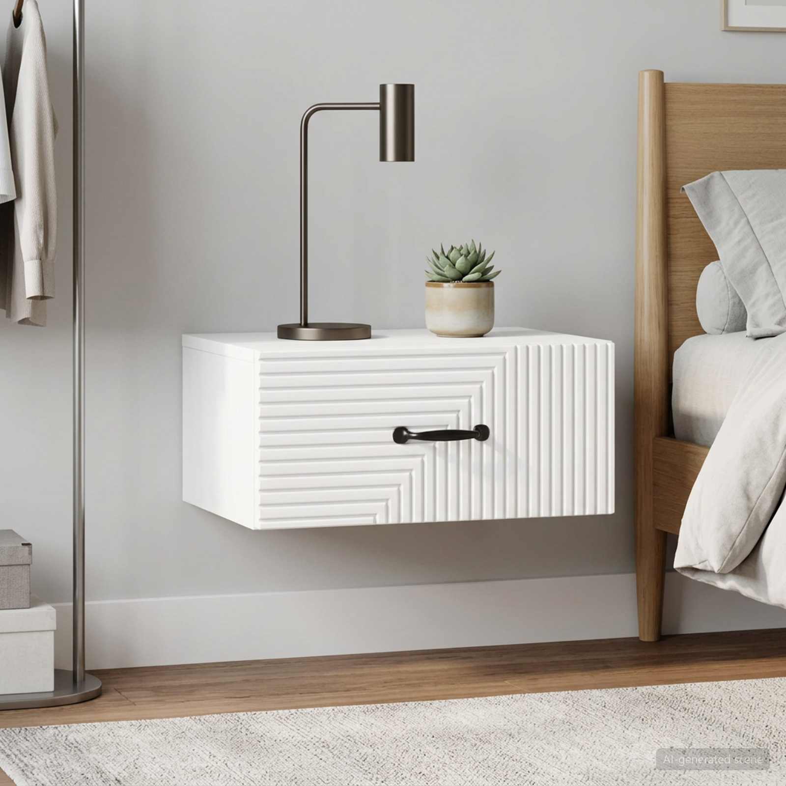 Mobiletto da notte a muro 2 pcs Bianco Lucido 49 x 34,5 x 20 cm | homemem39