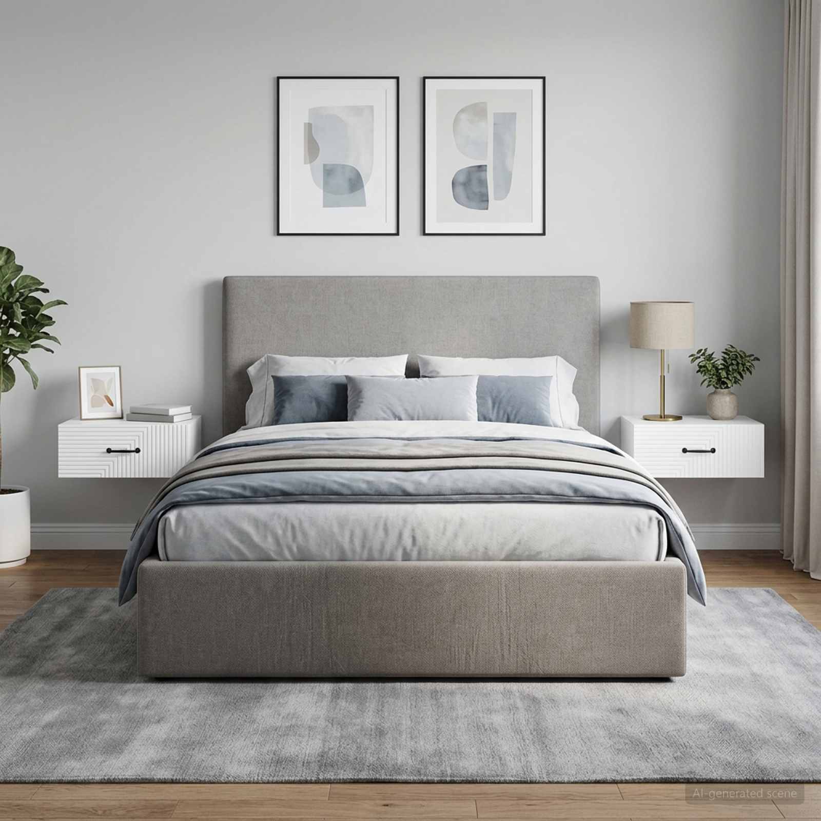 Mobiletto da notte a muro 2 pcs Bianco Lucido 49 x 34,5 x 20 cm | homemem39